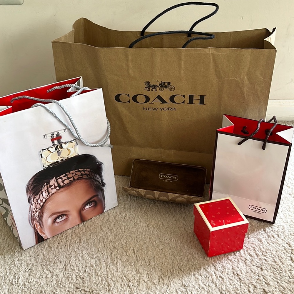 5 Pc Coach Bundle: Box, Bags, Glasses Case for Coach Super Lover!